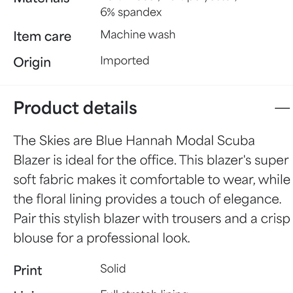 Skies are Blue Lavender 3/4 Sleeves Blazer NWT size Large - Picture 13 of 13